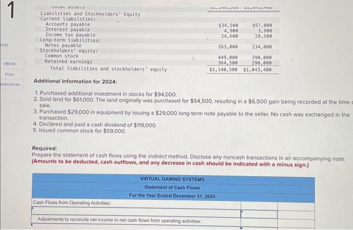 11-3, 11-4, 11- The income statement, balance sheets, and additional information for