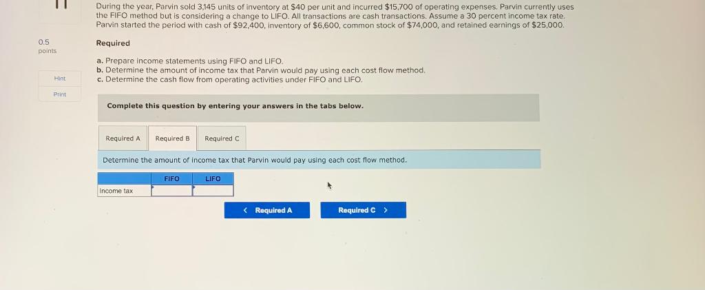 average) affect financial statements 0.5 points The following information pertains to the