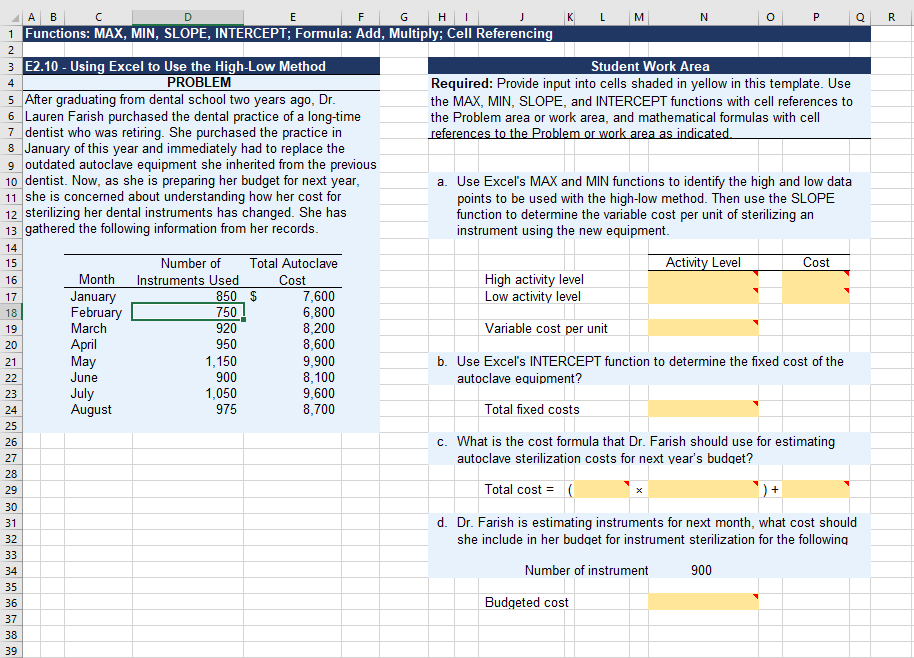 I know the answers just need help with the formulas that go