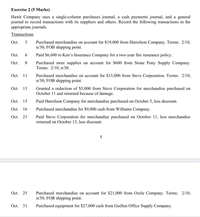 all two question Exercise 1 (5 Marks) Indicate in which journal each