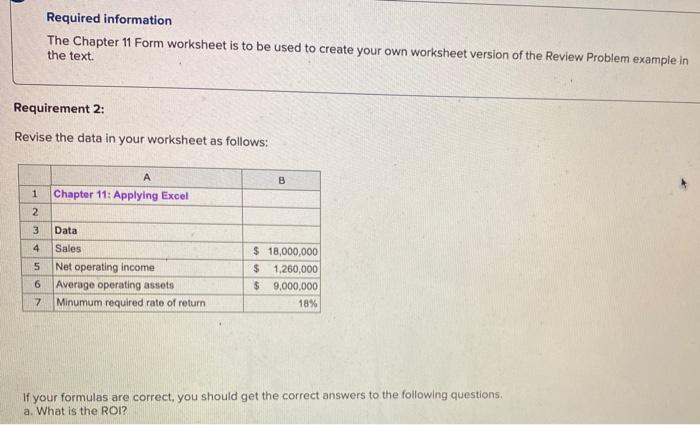 Required information The Chapter 11 Form worksheet is to be used