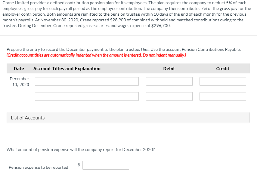 Crane Limited provides a defined contribution pension plan for its employees.