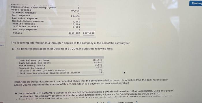 sells extermination products manufactured by other companies. Following is the company's unadjusted