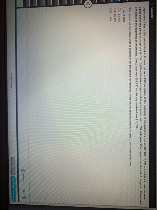Finishing Department for June: Inventory in process, June 1 (37% completed) 5,800
