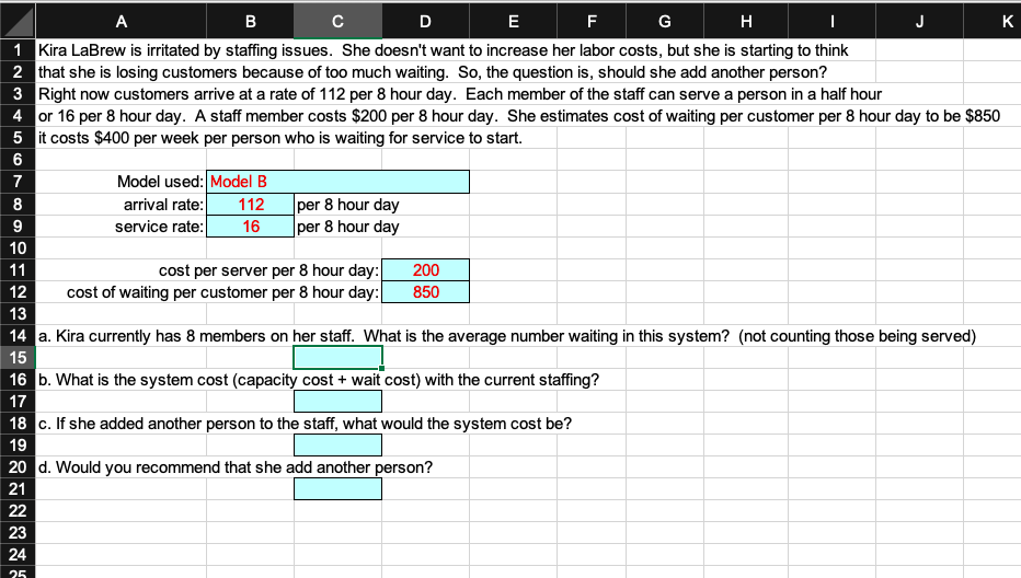 things in red are not necessarily correct. please solve with excel. Thanks!