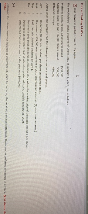  Critical Thinking 14-05 a Your answer is partially correct. Try again.