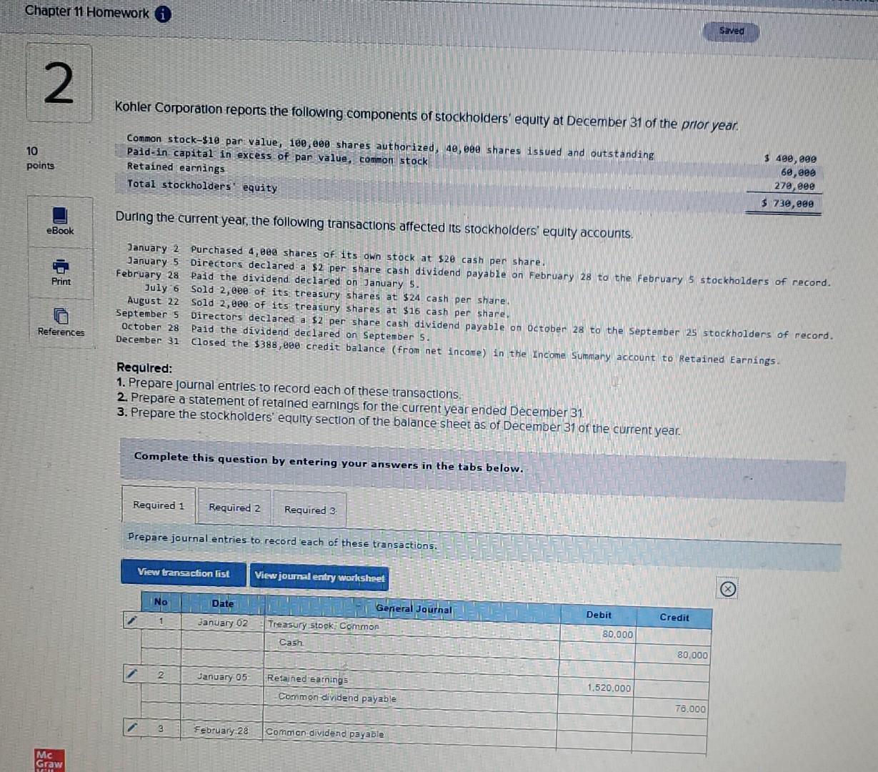 how to complete this journal entry for required 1-3. Chapter 11