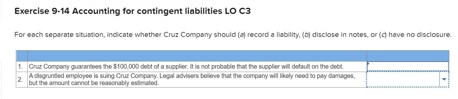 For each separate situation, indicate whether Cruz Company should (a) record a