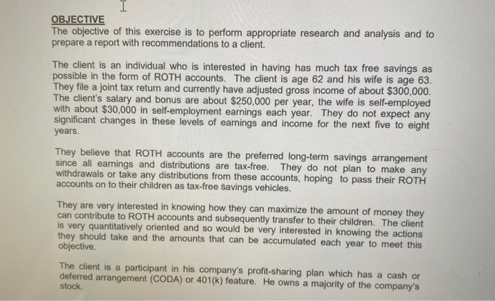  I OBJECTIVE The objective of this exercise is to perform appropriate