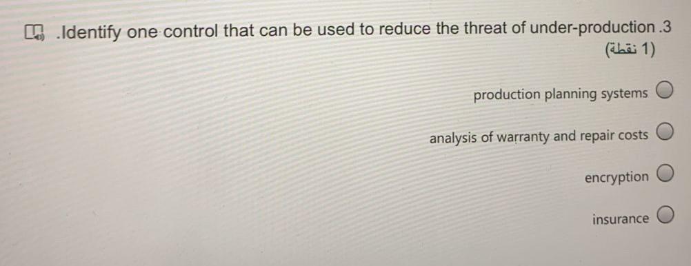  1. Identify one control that can be used to reduce the
