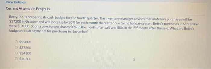  View Policies Current Attempt in Progress Betty, Inc. is preparing its