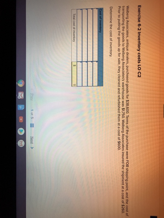  need sum help , thanks Exercise 6-2 Inventory costs LO C2