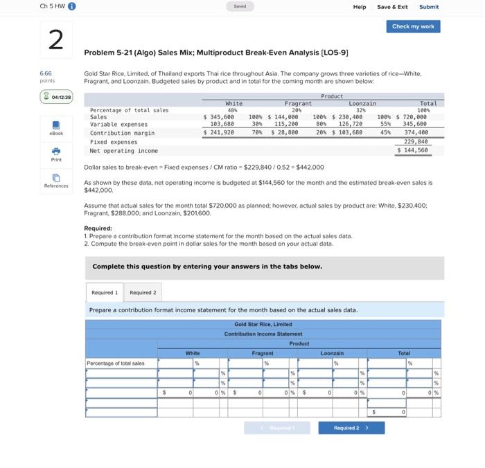  Ch 5 HW Save Help Save & Exit Submit Check my