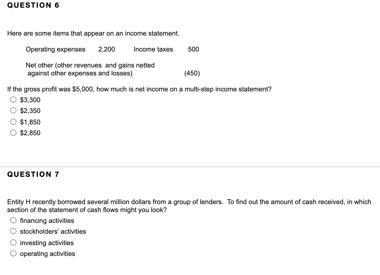 please help I will upvote! QUESTION 6 Here are some items that