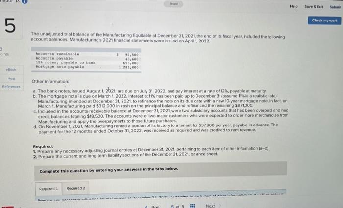  Ho 13 Help Sve & Submit Check my work 5 The