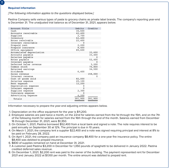 Please show explanations for ones who require equations Required information [The following