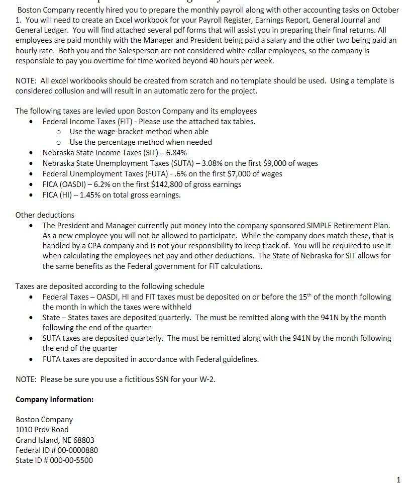 how do i do a payroll register for this? Boston Company recently