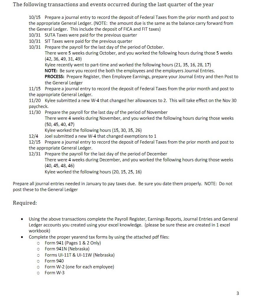on October 1. You will need to create an Excel workbook for