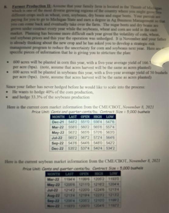 Need help calculating these! thank you! * Pecten that your family farm