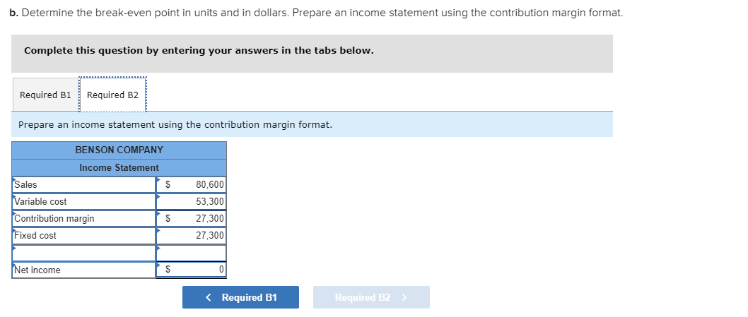 and sells products with variable costs of $41 each. Benson incurs annual