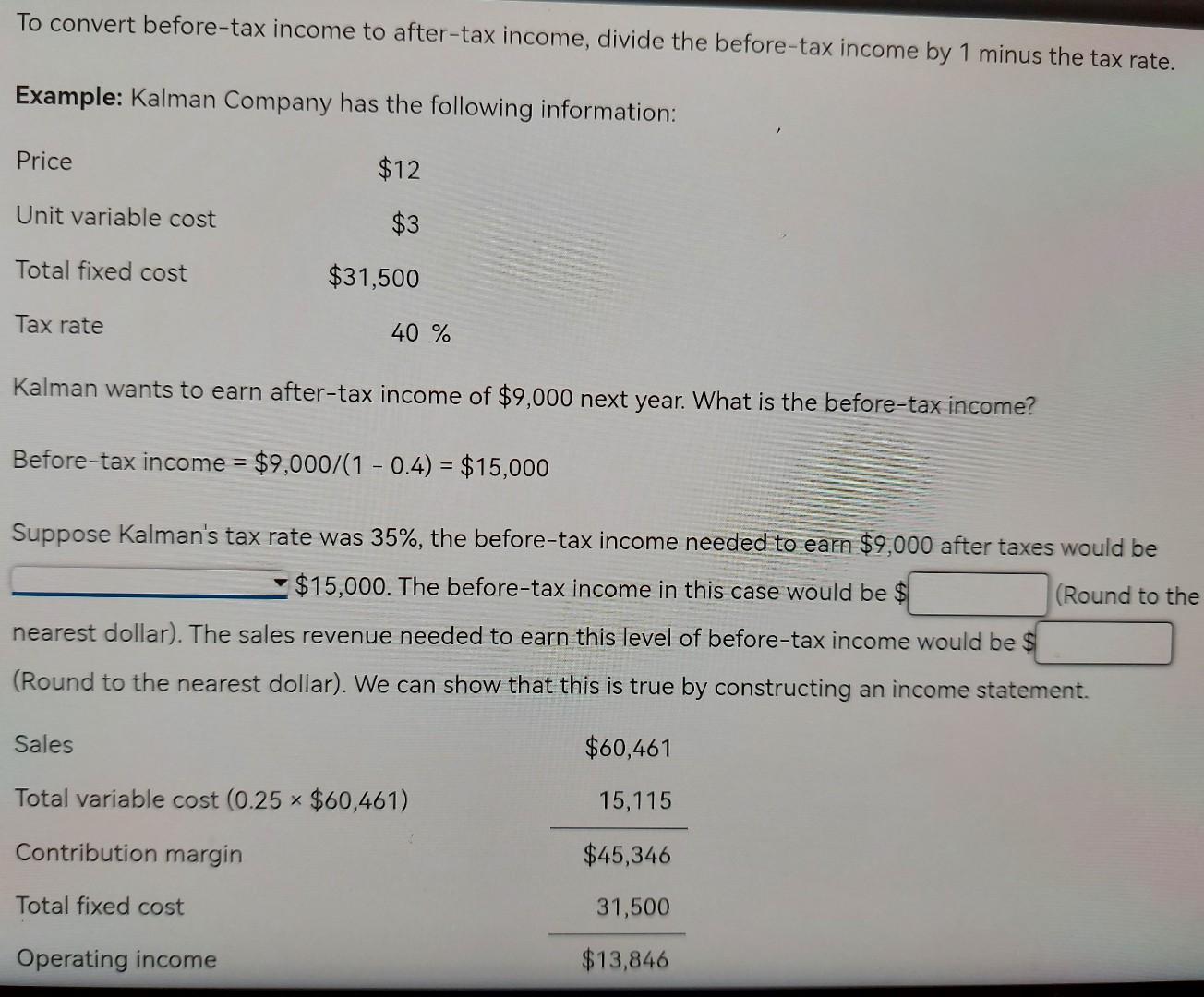 of zero profit but also the volume needed to earn a particular