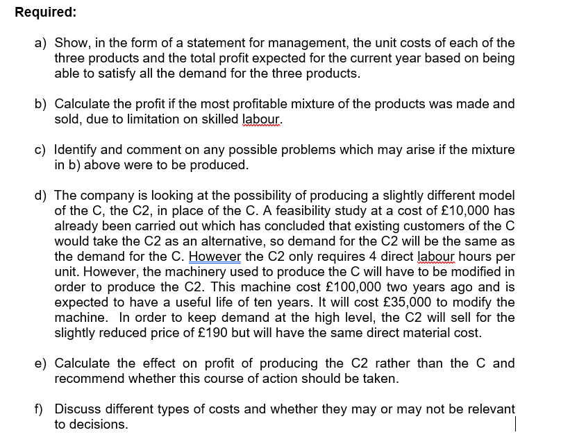 and sold by a company. Information on the products is given below.