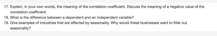 only do 17 and 19 show all work please 17. Explain, in