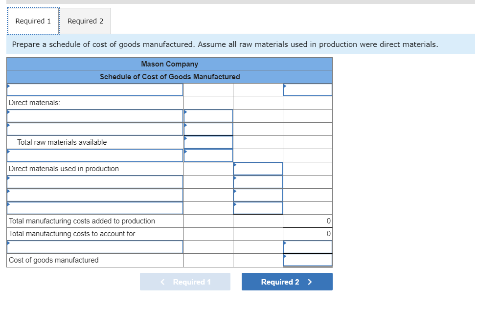 in process inventory Manufacturing overhead cost Purchases of raw materia 2. options