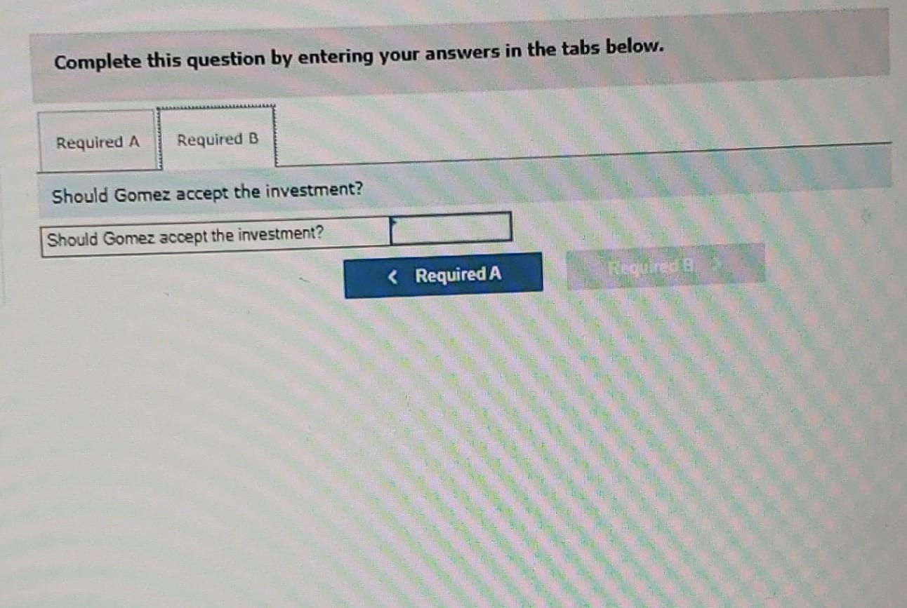 cash flows LO P3. Gomez is considering a $225,000 Investment with the