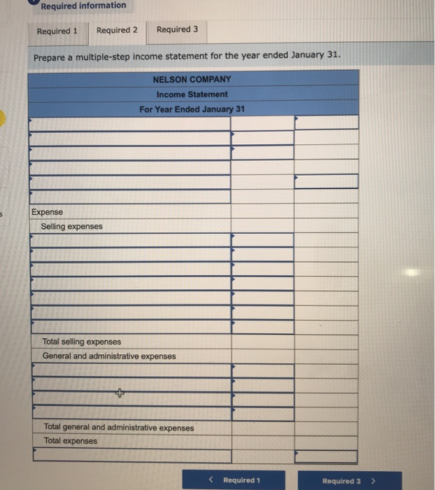  Required information Required 1 Required 2 Required 3 Prepare a multiple-step