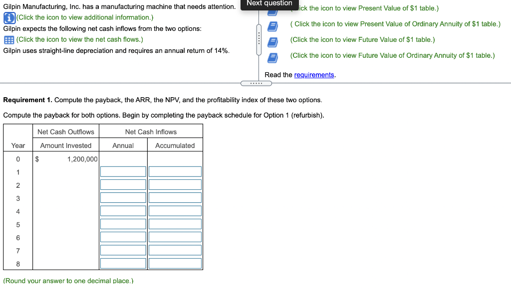More info Data table The company is considering two options. Option 1