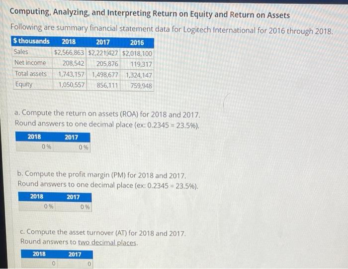  Computing, Analyzing, and Interpreting Return on Equity and Return on Assets