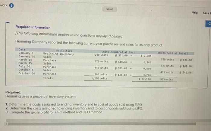 please can you help me with this question. work Saved Help Save