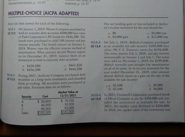 please answer from M13 -1 to M13 -10 please answer from M13-1