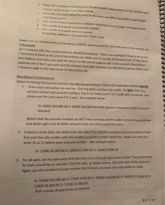 of the practice set and then enter them into Blackboard. For part