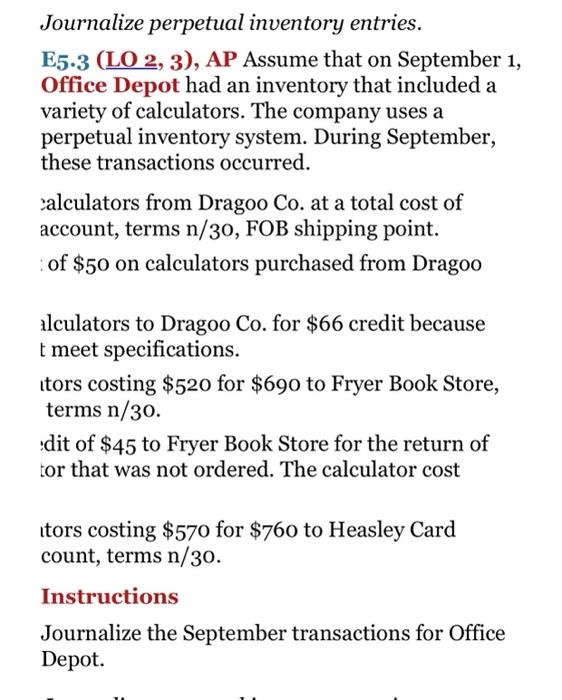on September 1, Office Depot had an inventory that included a variety