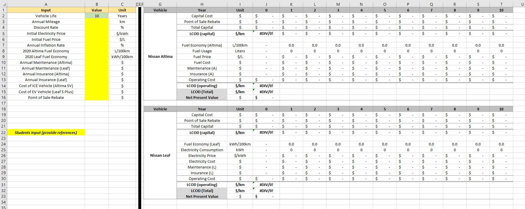 Use the MS Excel template provided to compare the Lifecycle Cost Of