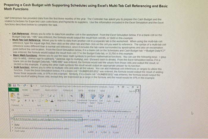  Preparing a Cash Budget with Supporting Schedules using Excel's Multi-Tab Cell