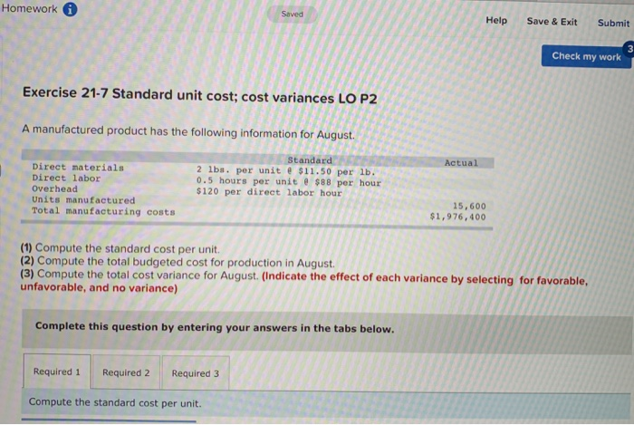  Homework Help Save & Exit Submit Check my work Exercise 21-7