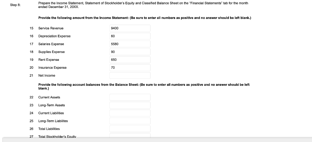 the following accounts as appropriate: Cash Accounts Receivable Supplies Prepaid Insurance Equipment
