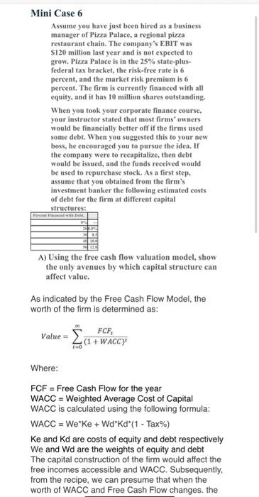  Using the mini case information below, write a 250-500 word recommendation