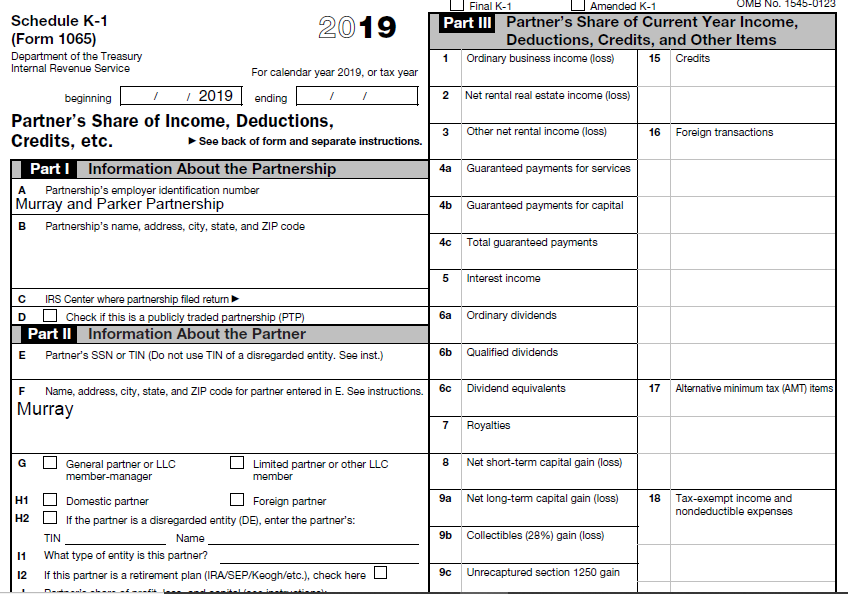 the ordinary income and the three items that must be reported separately