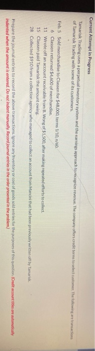  Current Attempt in Progress Tamaris d euses a perpetual inventory system