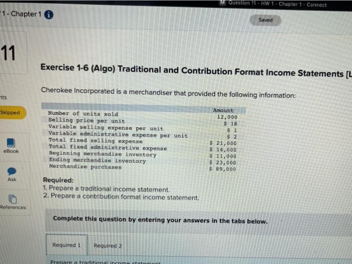  M Question 11 - HW 1 - Chapter 1 - Connect