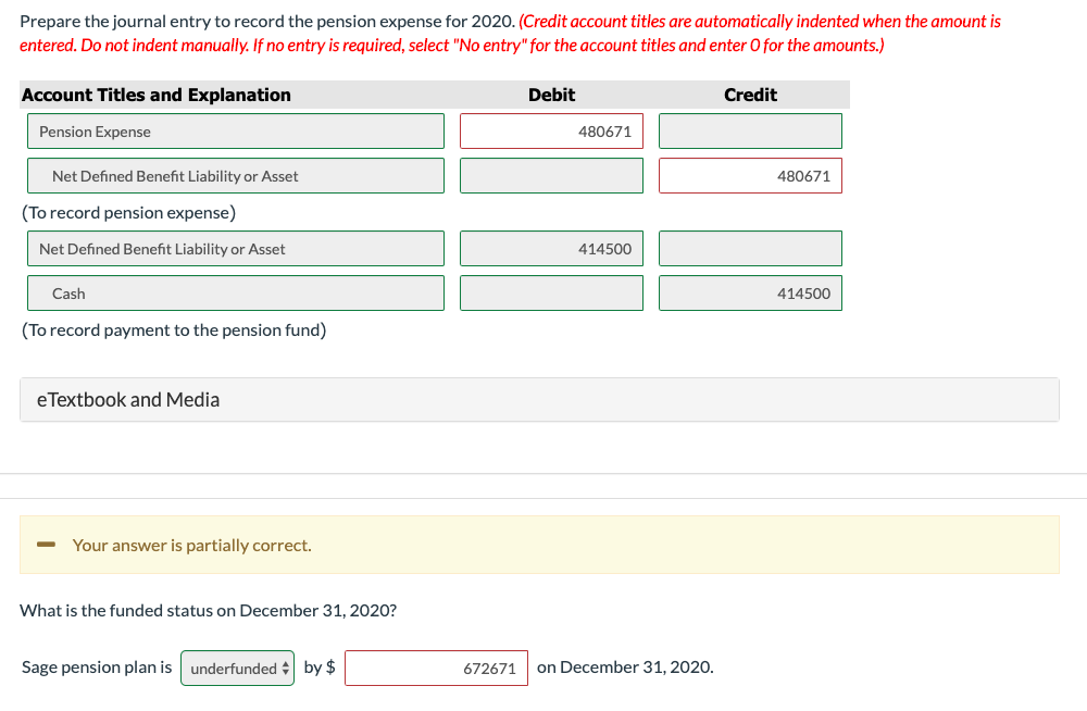 financial records indicated the following information related to the company's defined benefit