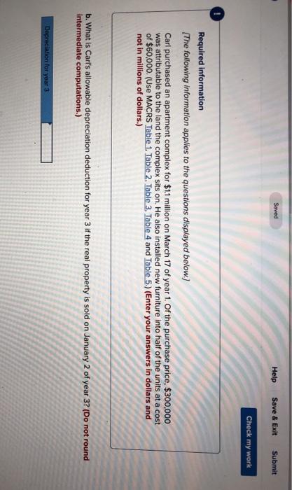  Saved Help Save & Exit Submit Check my work Required information