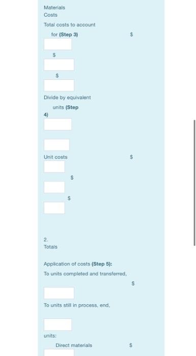 start of the process. Conversion costs are incurred uniformly throughout the process.