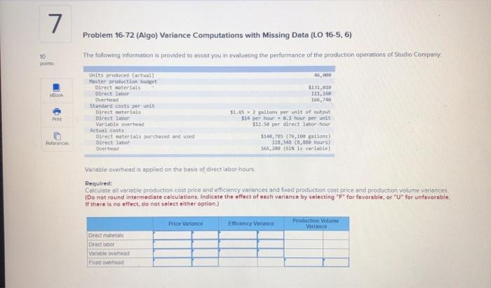  7 Problem 16-72 (Algo) Variance Computations with Missing Data (LO 16-5,