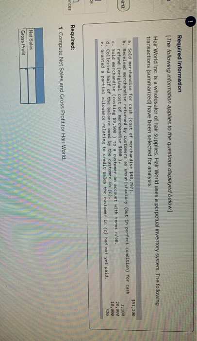 Please help me with this question! Required information (The following information applies