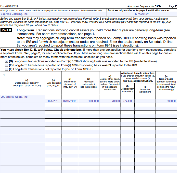 PLEASE HELP WITH SCHEDULE D, 1125A AND 1120 AND ARE MY CALCULATION